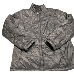 Free Country Puffer Jacket Gray SZ Large Lightweight Gorpcore HYGGE Plushy Liner